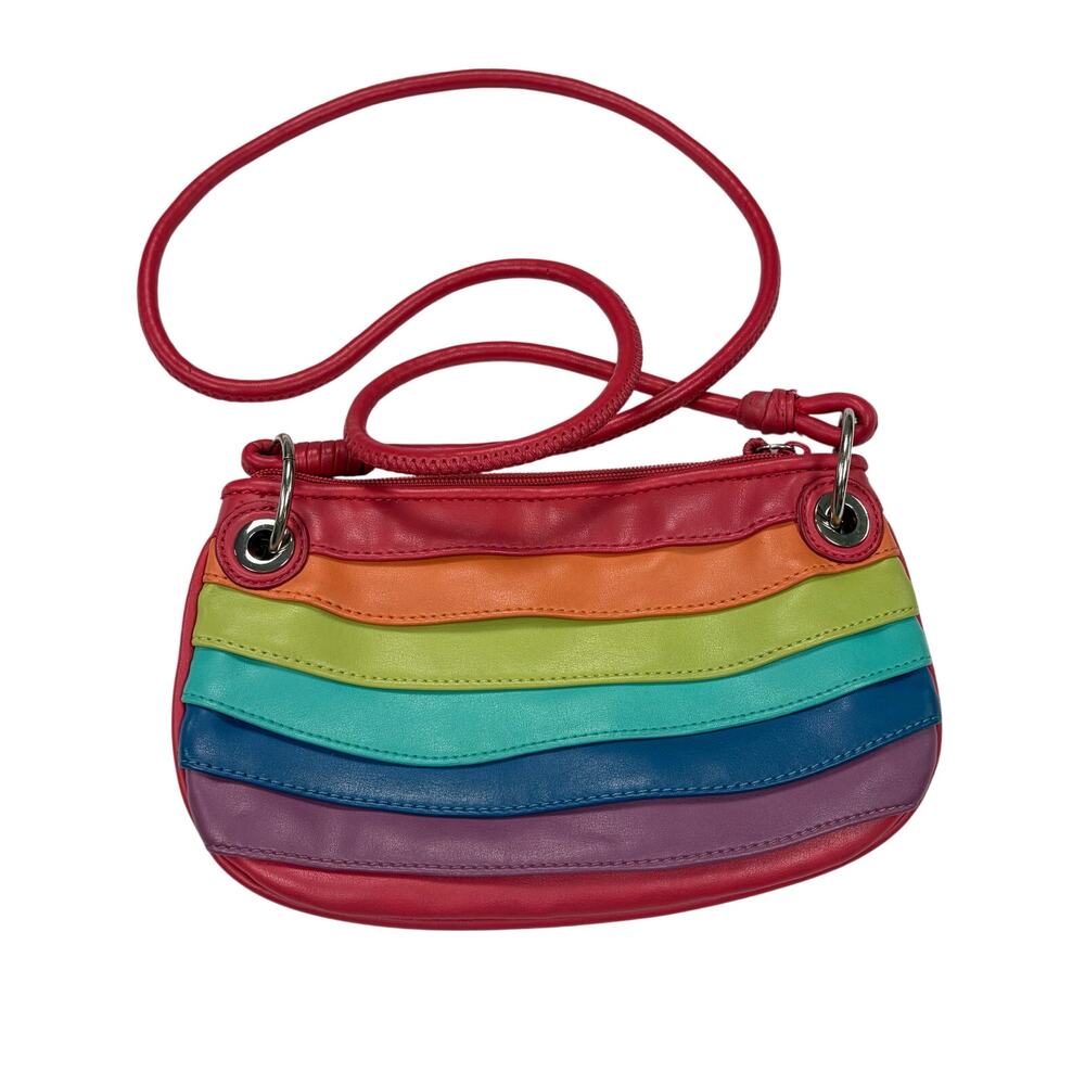 VTG Nine West muted rainbow crossbody purse. faux leather.